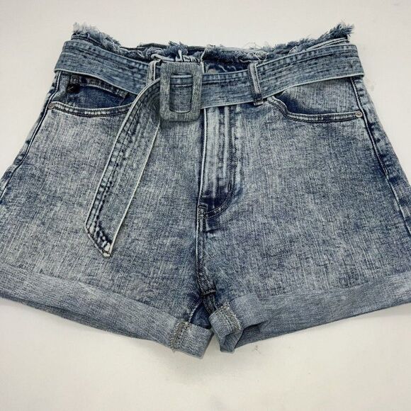 Kancan Medina Ultra High Rise Ruffle Shorts Acid Wash Size 28 - Picture 1 of 4